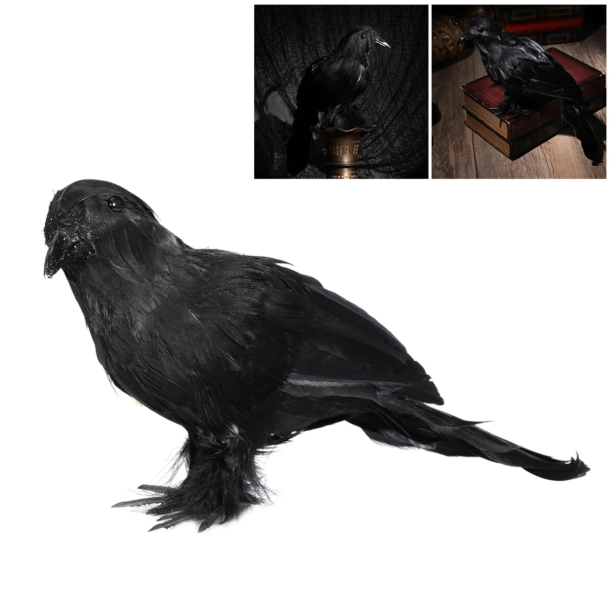 

OULII Artificial Crow Prop Decor For Halloween Display Crow Prop Bird Prop Artificial Bird