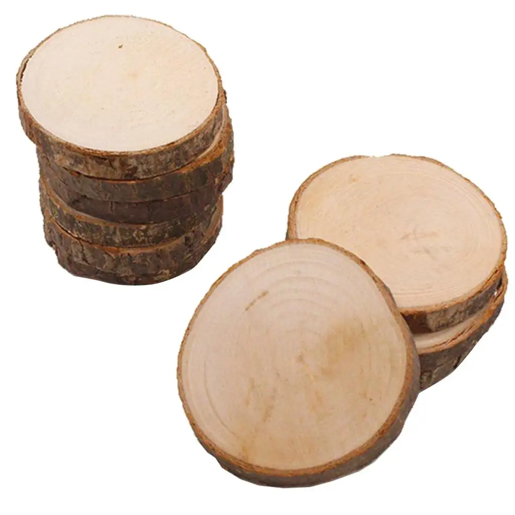 2-6pack 10pcs Unfinished Natural Wood Slices Circles with Tree Bark Wedding