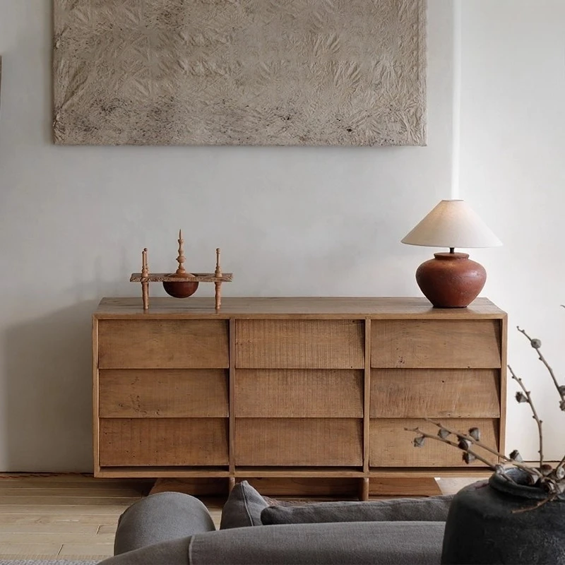 wind solid wood nine-chest cabinet living room bedroom storage locker old wood renovation retro drawer locker
