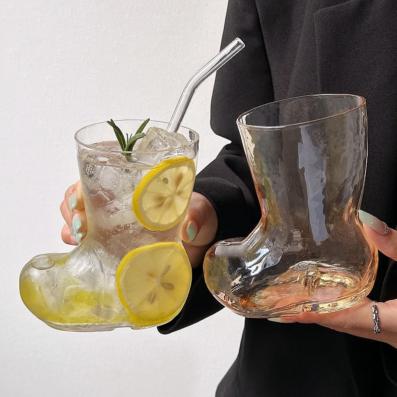 Creative Boots Glass Cup Transparent Personalized Juice Drinks, Beer Cups, Trendy Coffee Drink Cups