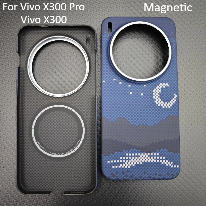 Custodia in fibra di carbonio aramidica per Vivo X300 Pro/X300 Custodia magnetica Cover in fibra di carbonio per accessori per telefoni cellulari con copertura Magsafe