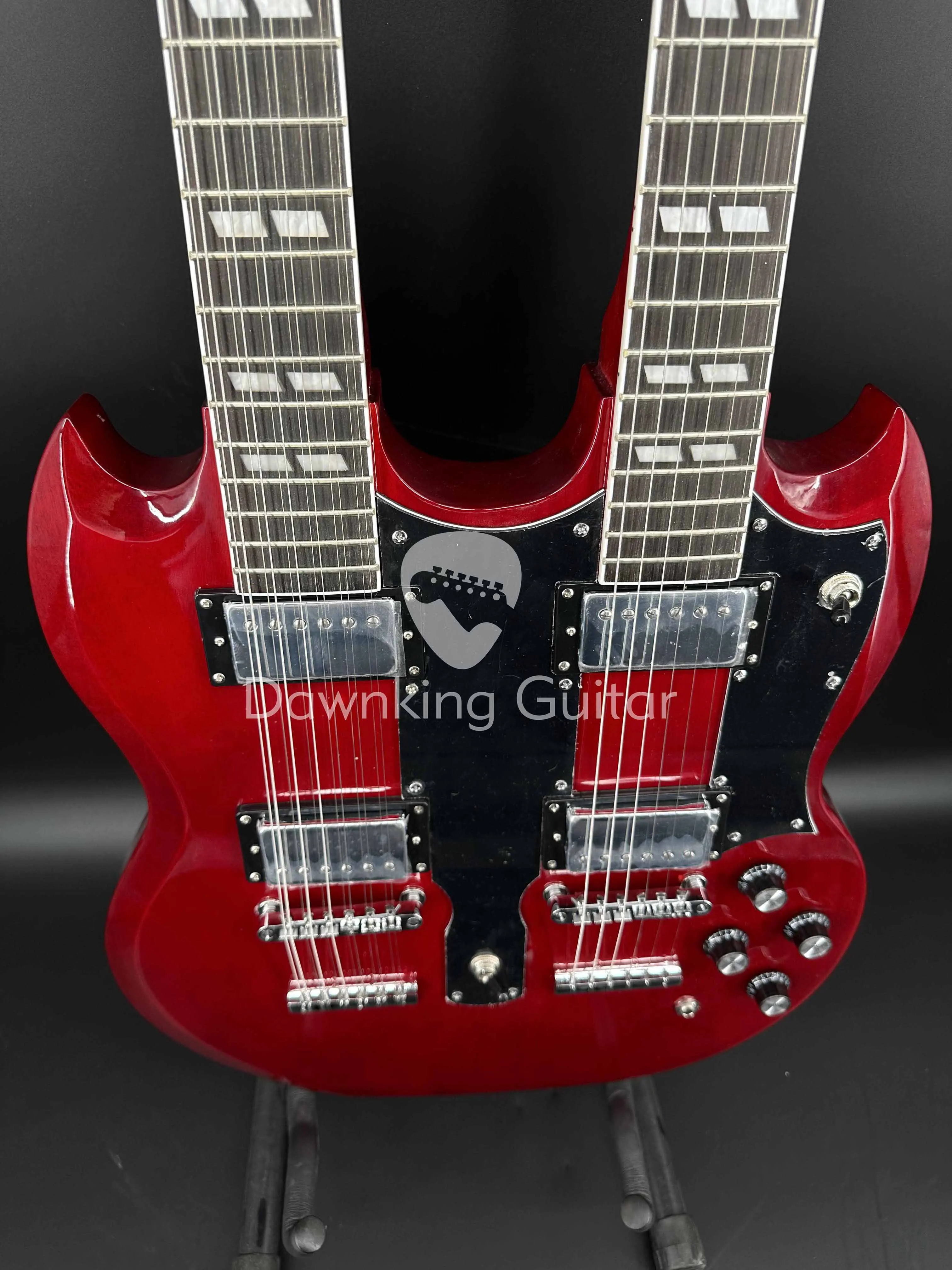 Custom Wine Red SG Double Neck Electric Guitar HH Pickups Chrome Hardware free shipping