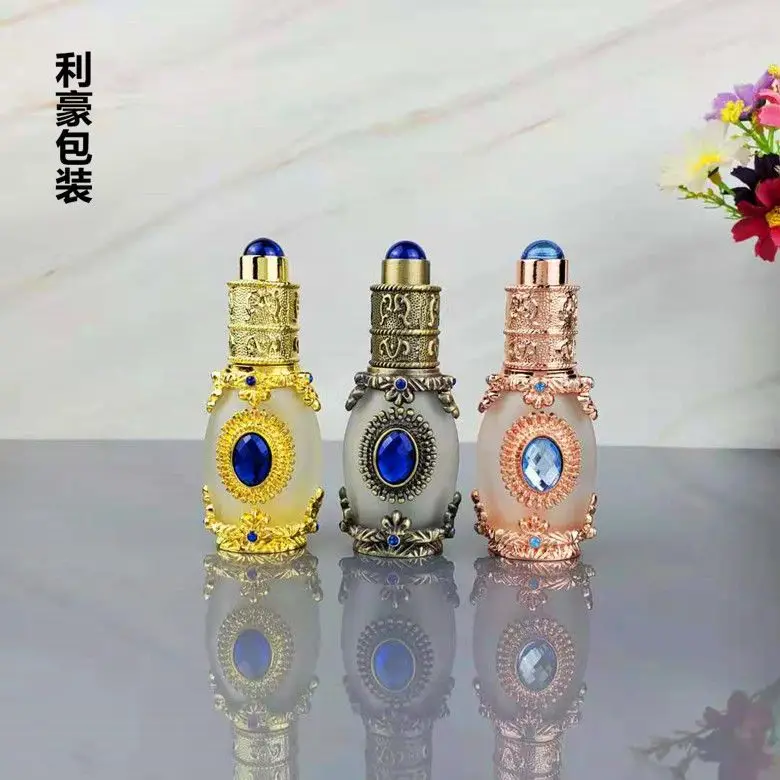 High grade embroidery empty bottle essential oil bottle portable perfume bottle cosmetics liquid subpackage glass bottle