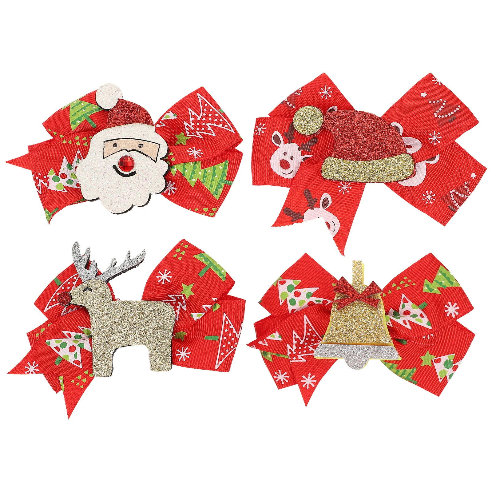 

4pcs Hair Clip Kids Christmas Barrettes Lightweight Safe Cartoon Headdress Xmas Holiday Xmas Barrette Accessories