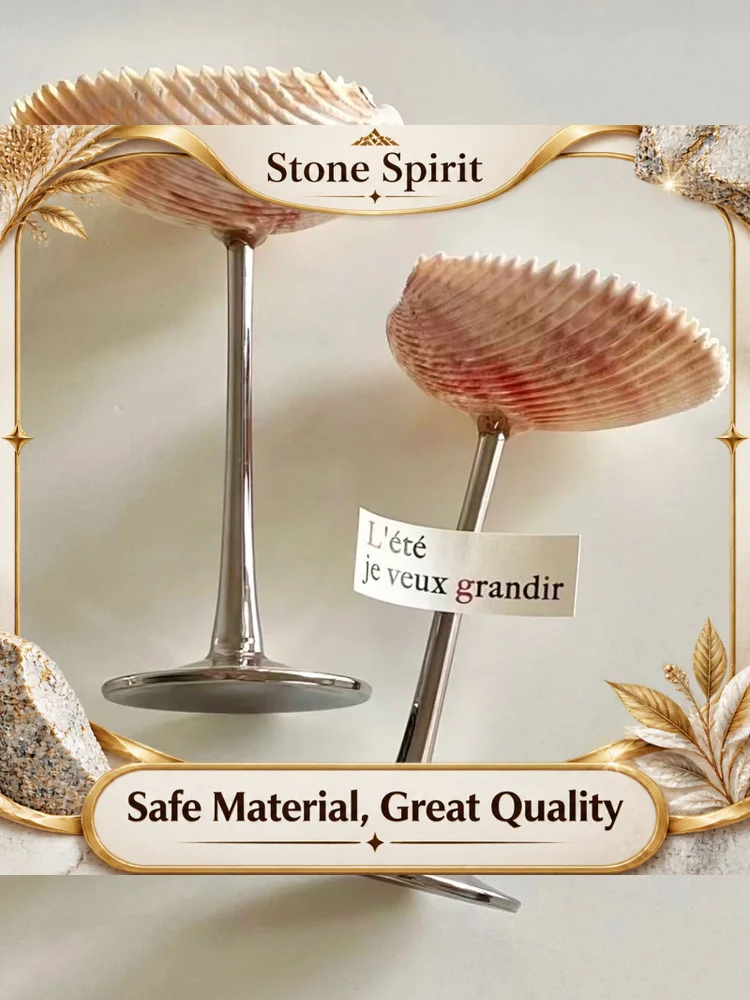 AhunderJiaz Retro Creative Natural Conch Shell Tall Cup Handmade Art Deco Cocktail Cup Home Living Room Dining Table Ornaments
