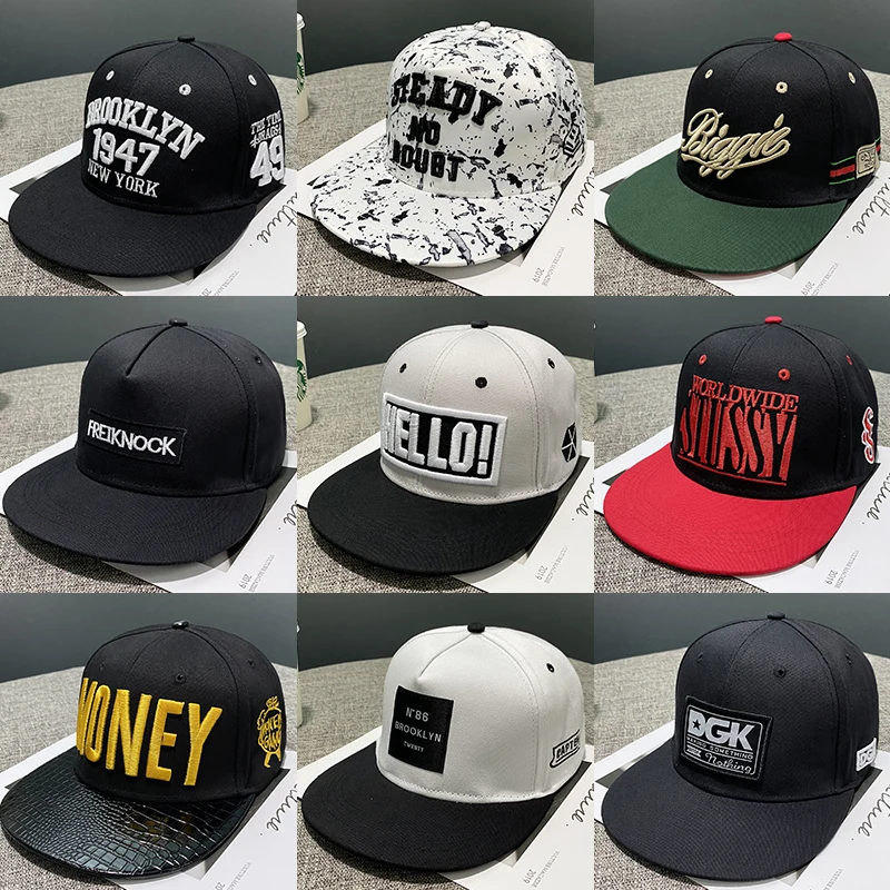 New Alphabet Embroidery Baseball Cap Hip-hop Outdoor Snapback Cap Adjustable Flat Hat Outdoor Sun Hats Hip-hop Flat Hat