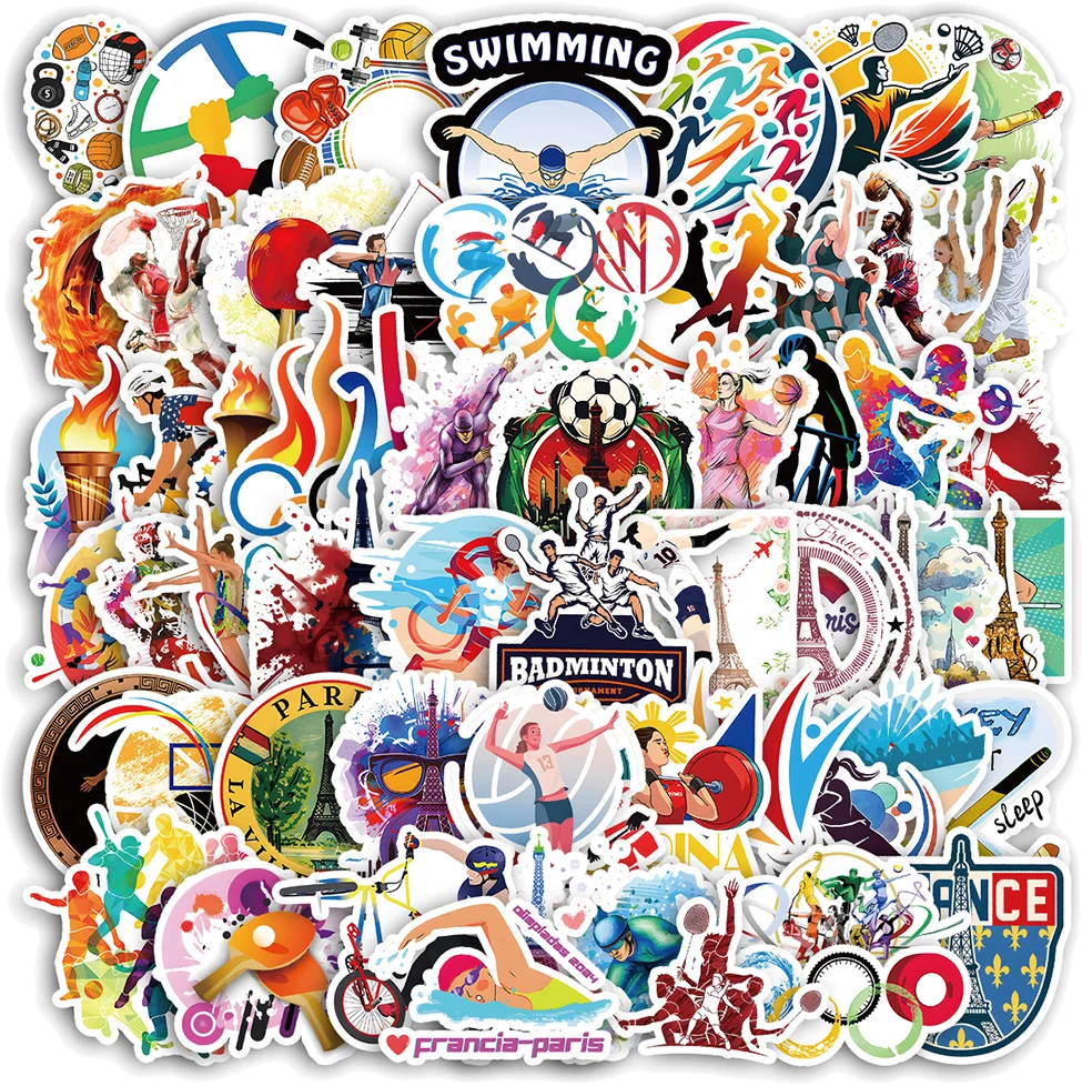 

63pcs Paris Olympics Waterproof Doodle Sticker Motorcycles Stickers, for Car Laptop Phone Case Luggage Water Bottle Cup