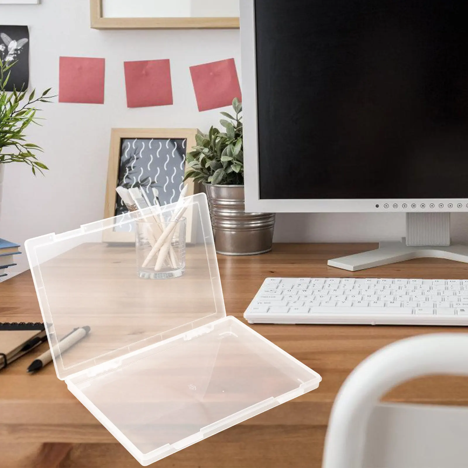 

Clear File Box Plastic Document Organizer Case Transparent Storage Container Dustproof Paper Holder for Office Magazine Storage