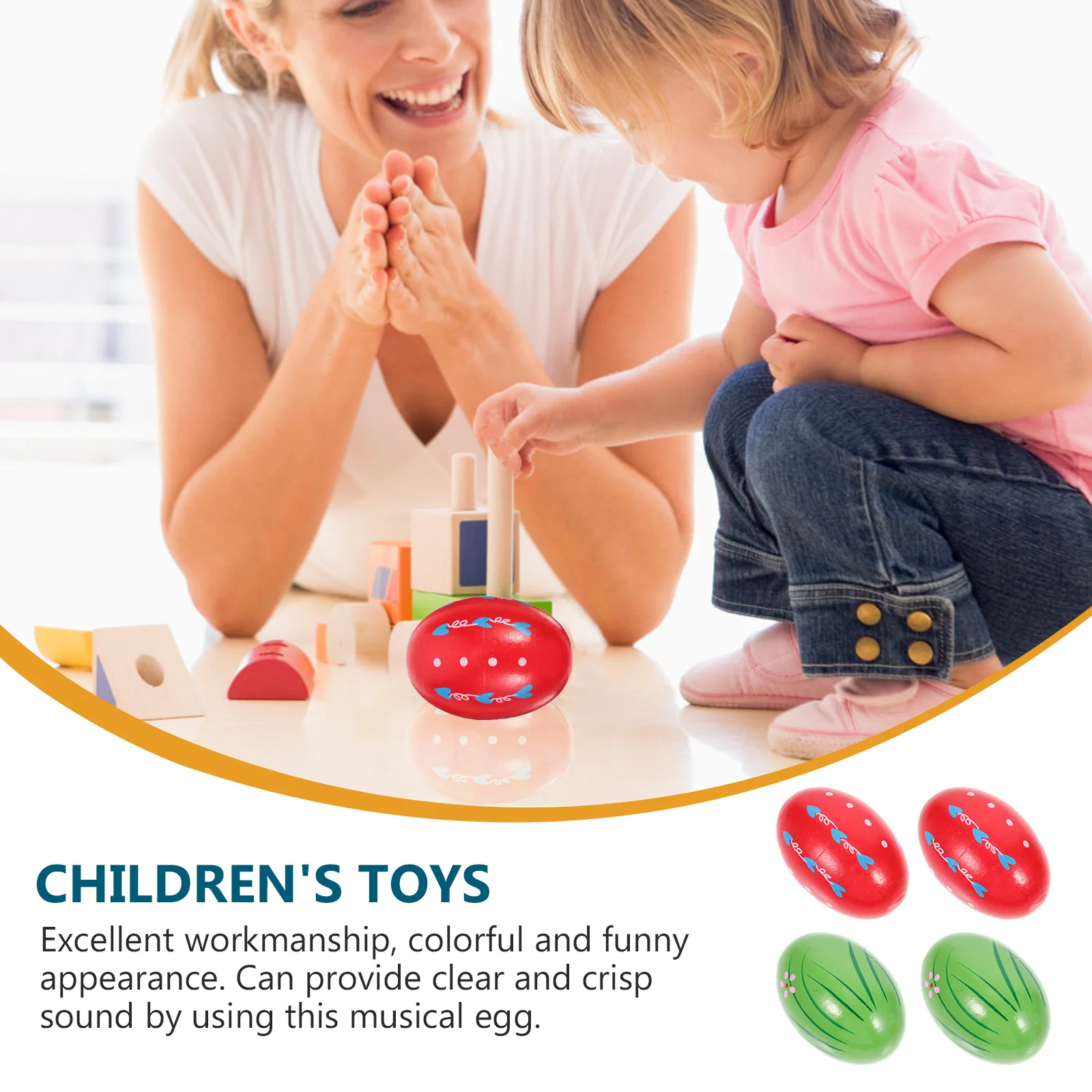 

4Pcs Maraca Egg Percussion Instruments Children Musical Plaything Professional Workmanship Crisp Sound Ideal for Early Education