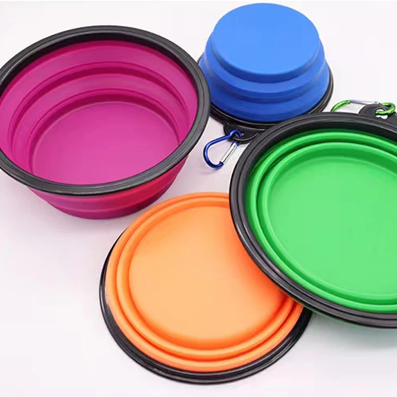 Folding Portable Pet Feeder for Dogs and Cats Drinking Water Food Outdoor Pure Silicone Travel Large Bowl