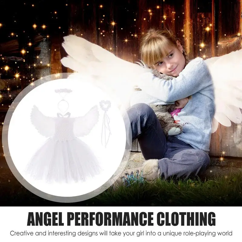 

Halloween Angel Costume Charming Angel Fairy Dress Princess Tulle Dress Elegant Role-Playing Costumes Angel Dress Up For Cosplay