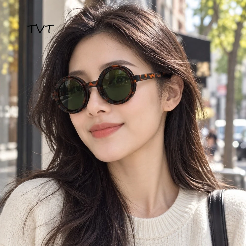 Vintage Polarizing Round Sunglasses Rotatable Lightweight Adjustable Zoom Sunglasses Versatile Elegant Stylish Sunglasses