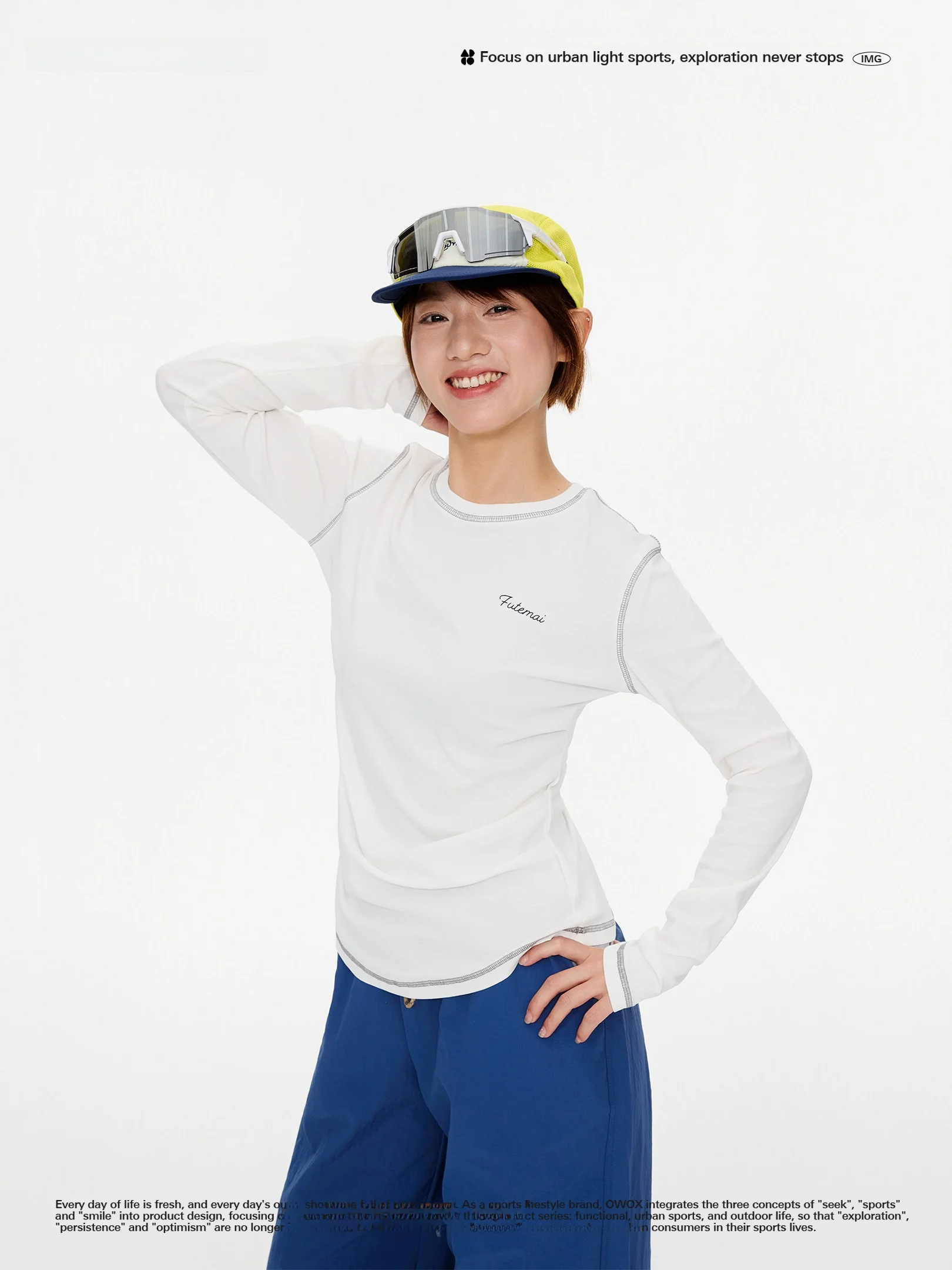 「Owox」Hassel Outdoor Folded Waist Sports Long Sleeve T-Shirt Casual Slim Fit Base Layer Shirt for Women Sweat Wicking Quick Dry