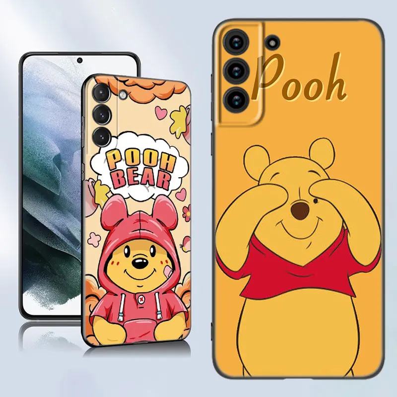 Honey The Pooh Bear Black Silicone Phone Case For Samsung Galaxy S23 S21 S20 FE S24 S22 Ultra S10E S10 S9 S8 Plus