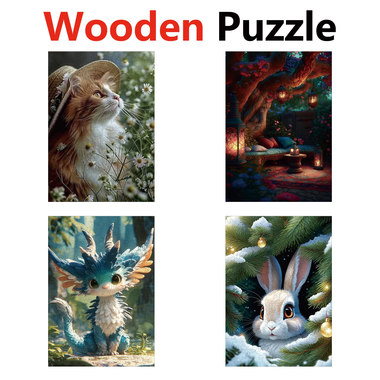 

Cat Tree Dragon Rabbit Animal Puzzles High Quality Jigsaw Puzzle Wooden Puzzle Best Christmas Gift
