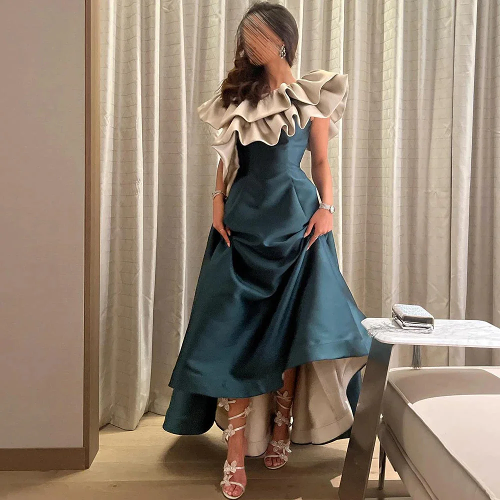 Bella Customized Satin A-Line robes de soirée One Shoulder Draped Evening Dresses Ankle-Length Formal Evening Wedding Dress