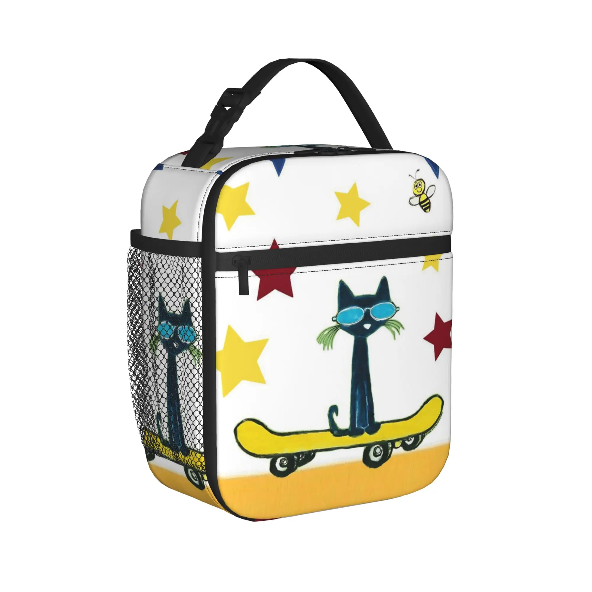 Pete The Cat Star Skateboard Insulated Lunch Bag Large  Reusable Thermal Bag Tote Lunch Box School  Travel Food Bag