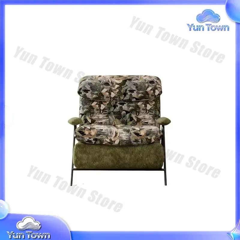 French Pastoral Single Green Tiger Recliner for Retro Leisure Chair for Living Room for Home Office for Small Space for