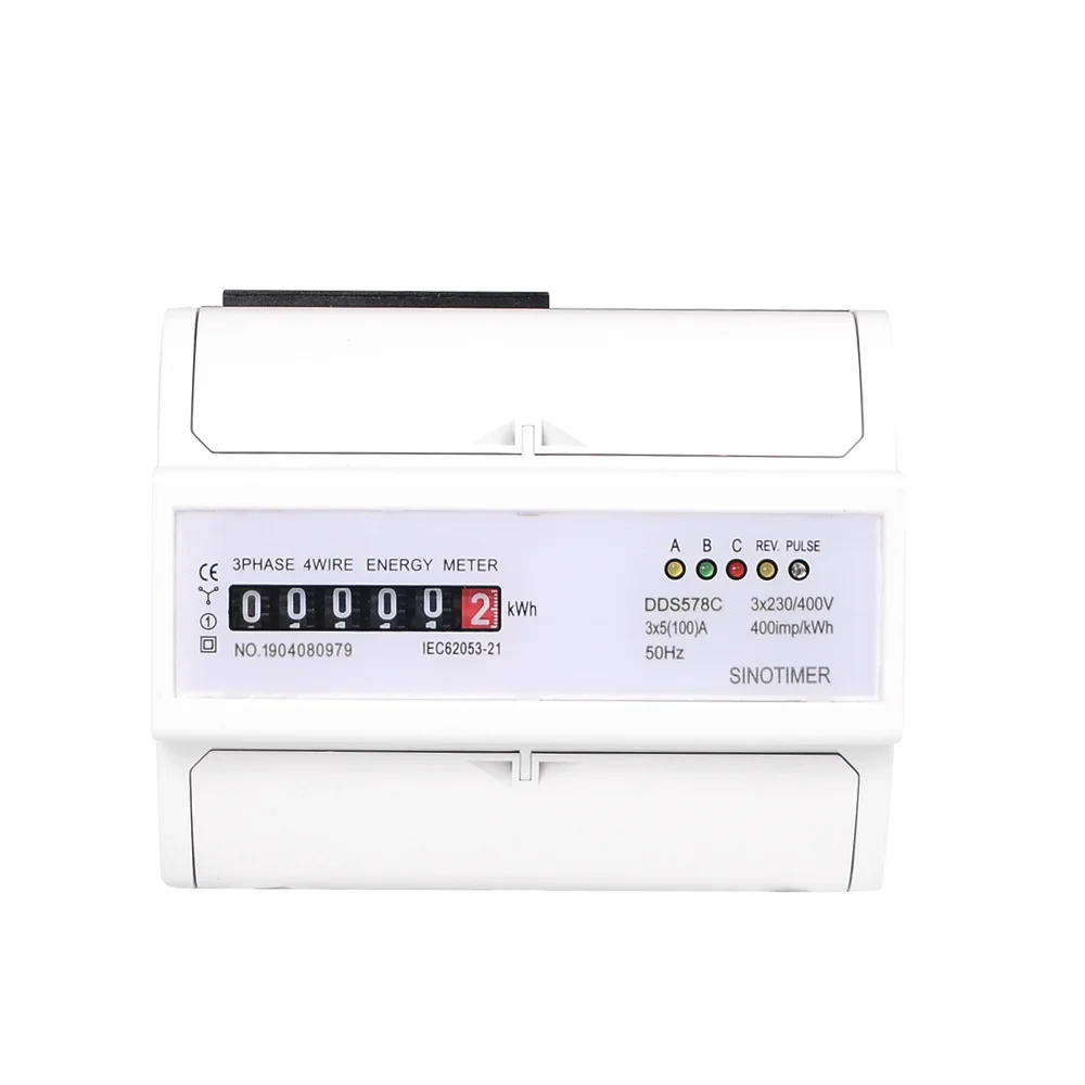 AC380V 100A Three Phase 4 Wire Analog Electronic Energy kWh Meter Counter Power Consumption Measurement 35mm DIN Rail Mounting