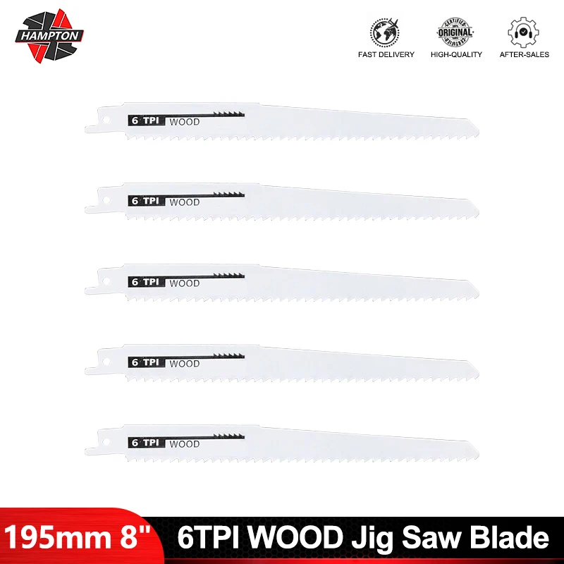 

HAMPTON 6TPI Saw Blades WOOD Jigsaw Blades For Wood Cutting HCS Saber Saw Power Tool Saw Blade Reciprocating Jig Saw Blade