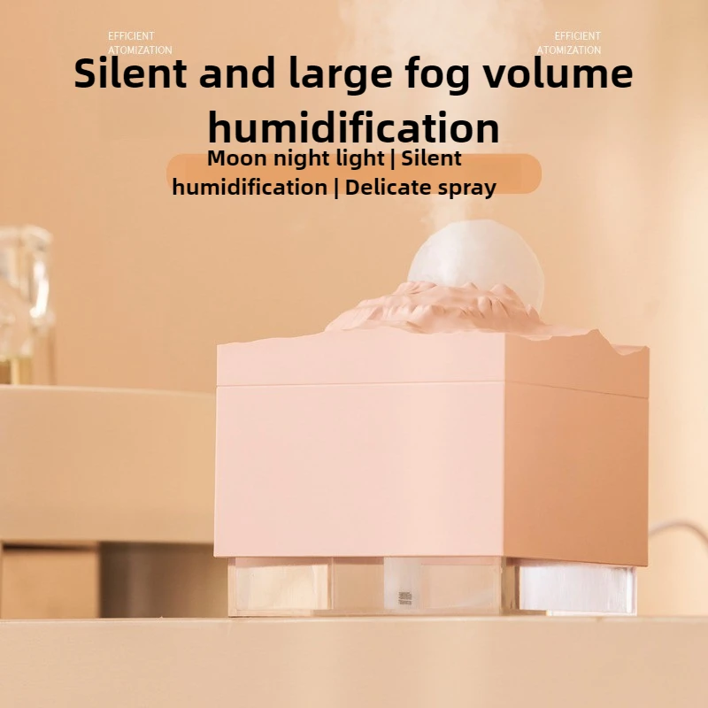 Desktop Humidifier with Colorful Ambient Light USB Port Silent Spray 300ML Large Fog Volume Home Bedroom Creative New Moon Falls
