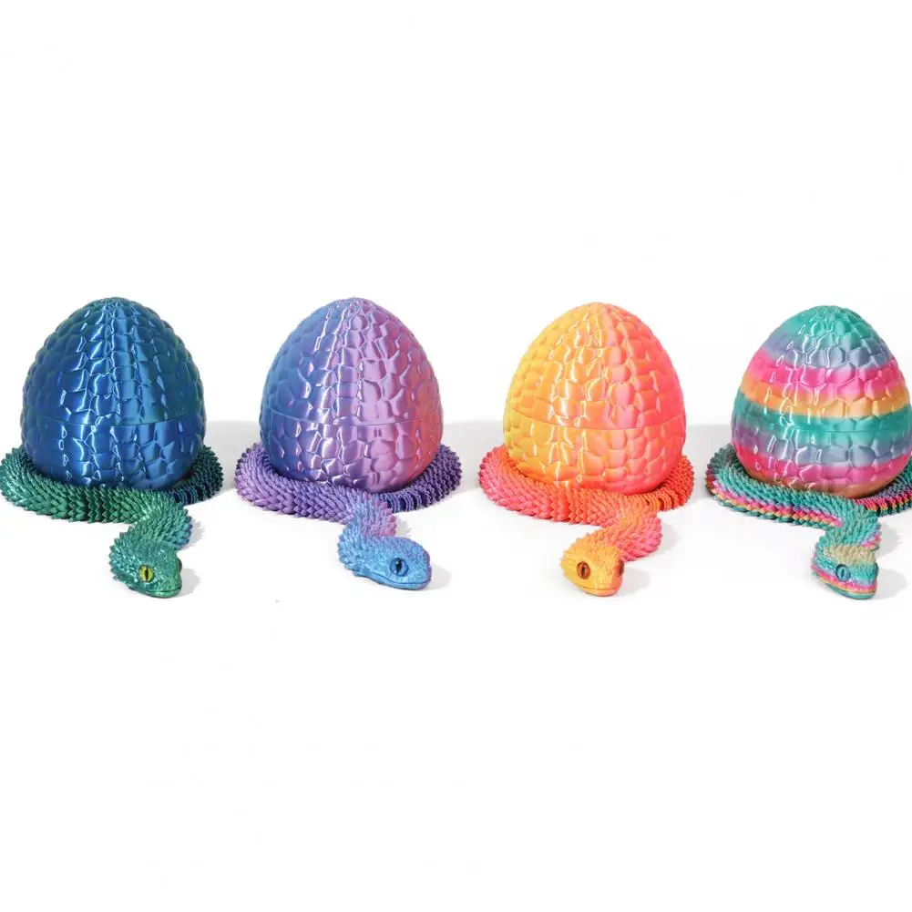 Desktop Snake Figurine 3d Printed Snake Egg Figurine with Movable Joints Articulated Snake Desktop Decoration Ornament Fidget