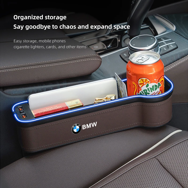 Car Seat Gap Storage Box Ambient Lighting Interior Decoration Products For BMW X1 X2 X3 X5 X4 X6 X7 iX3 F20 F10 F07 E70 E46 E90