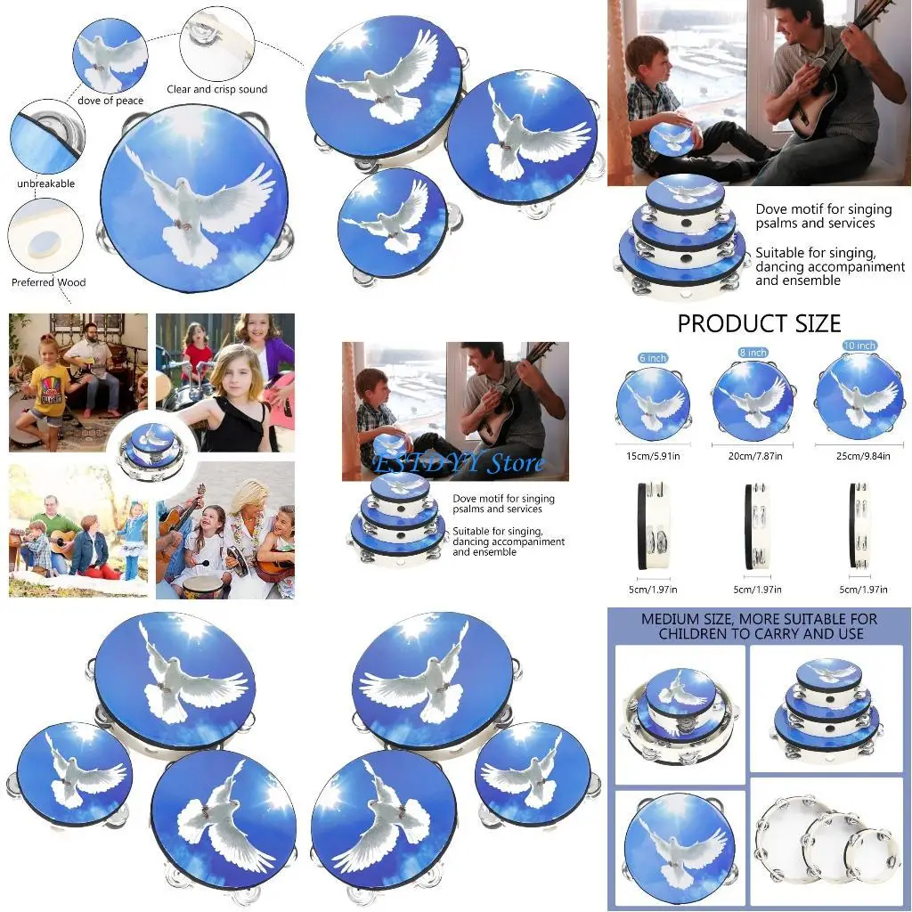 

G6DE Tambourine Metal Drums Percussion Musical Educational Instrument for Party Toy