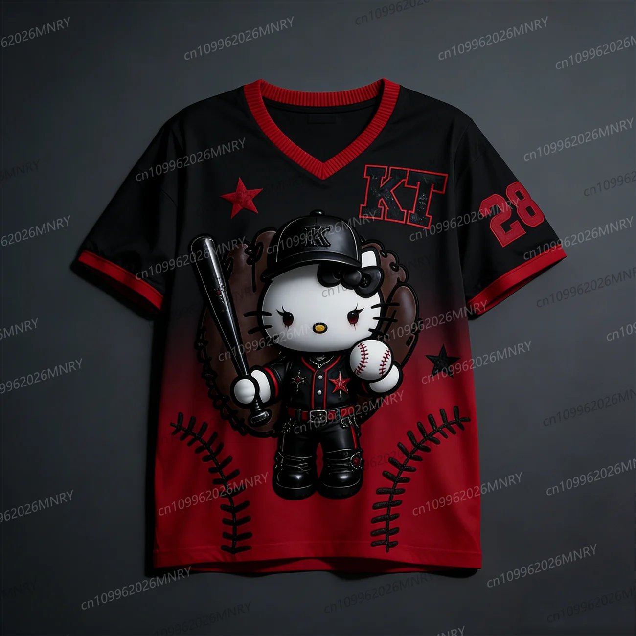 

Футболка Sanrio Hello Kitty, спортивная одежда с героями мультфильмов, женская и мужская одежда с v-образным вырезом, свободная повседневная легкая дышащая уличная одежда, пляжные топы, детский топ