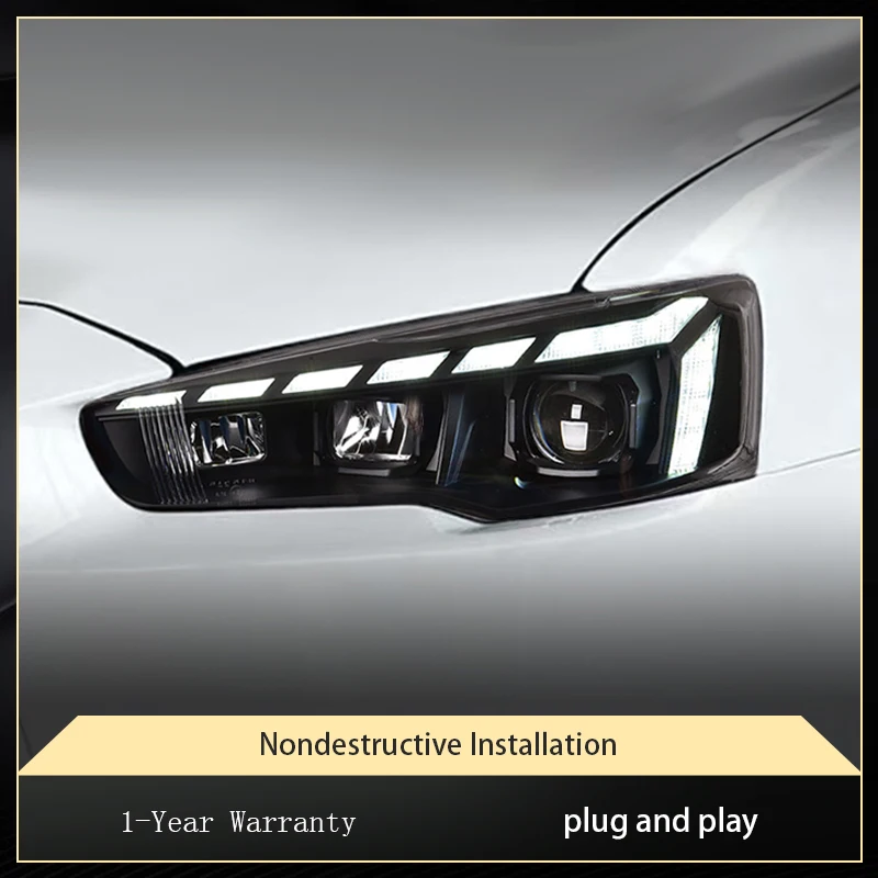 A Pair of Car Stuff Modified For Mitsubishi 2009-2018 Lancer EVO EX Front Light DRL Head Lamp LED Plug And Play Tool Accessories