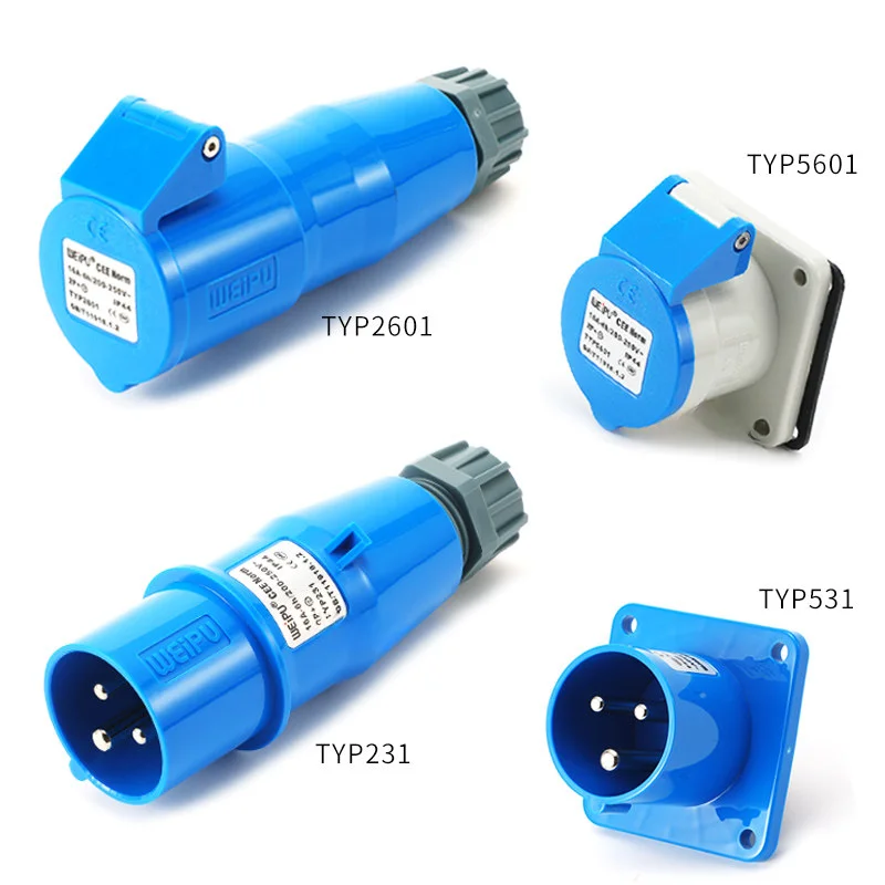 TYP Series Aviation Waterproof Connector 16A 3 Pole IP44 Industrial Plug Socket Male Female for TYP531 TYP5601 TYP231 TYP2601