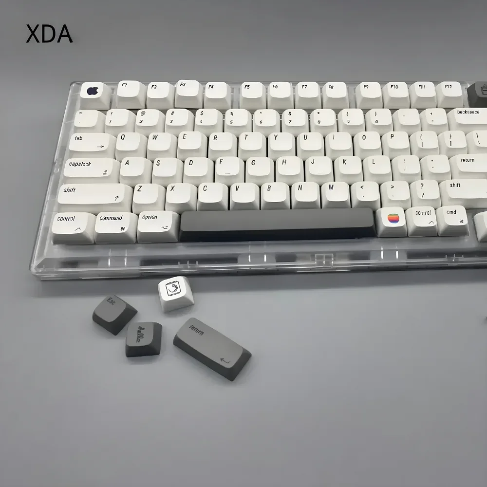 GEFENSI Mac Apple Style Keycaps, XDA Height, PBT, Heat Sublimation, Minimalist White Mechanical Keyboard For Cherry MX Switch DI