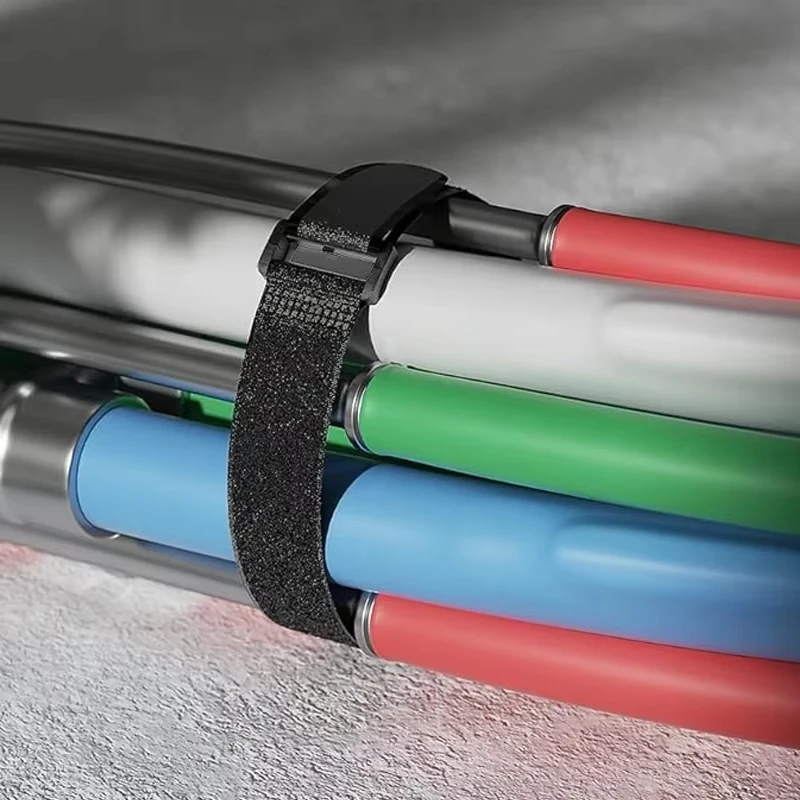 Schwarze Klettbänder wiederverwendbar aus Nylon Haken und Schlaufen Kabelbinder verstellbare Drahtbefestigung Spannbänder Kabelorganizer hält Leitungen geordnet verhindert Verwicklungen geeignet für Haus Büro Elektroni – Detail 13