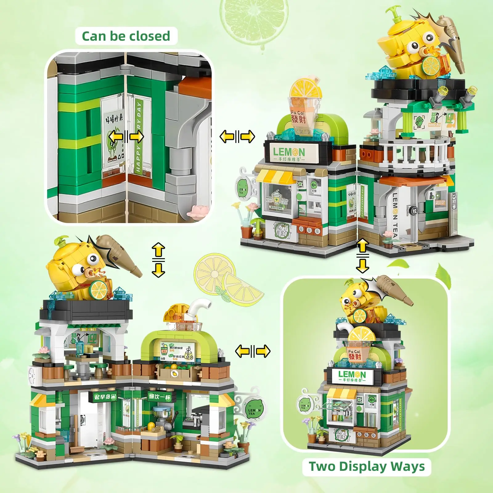 796 pièces magasin de thé au citron vue sur la rue blocs de construction modèle ensemble de construction créatif pour les filles Simulation Architecture jouet cadeau pour enfant