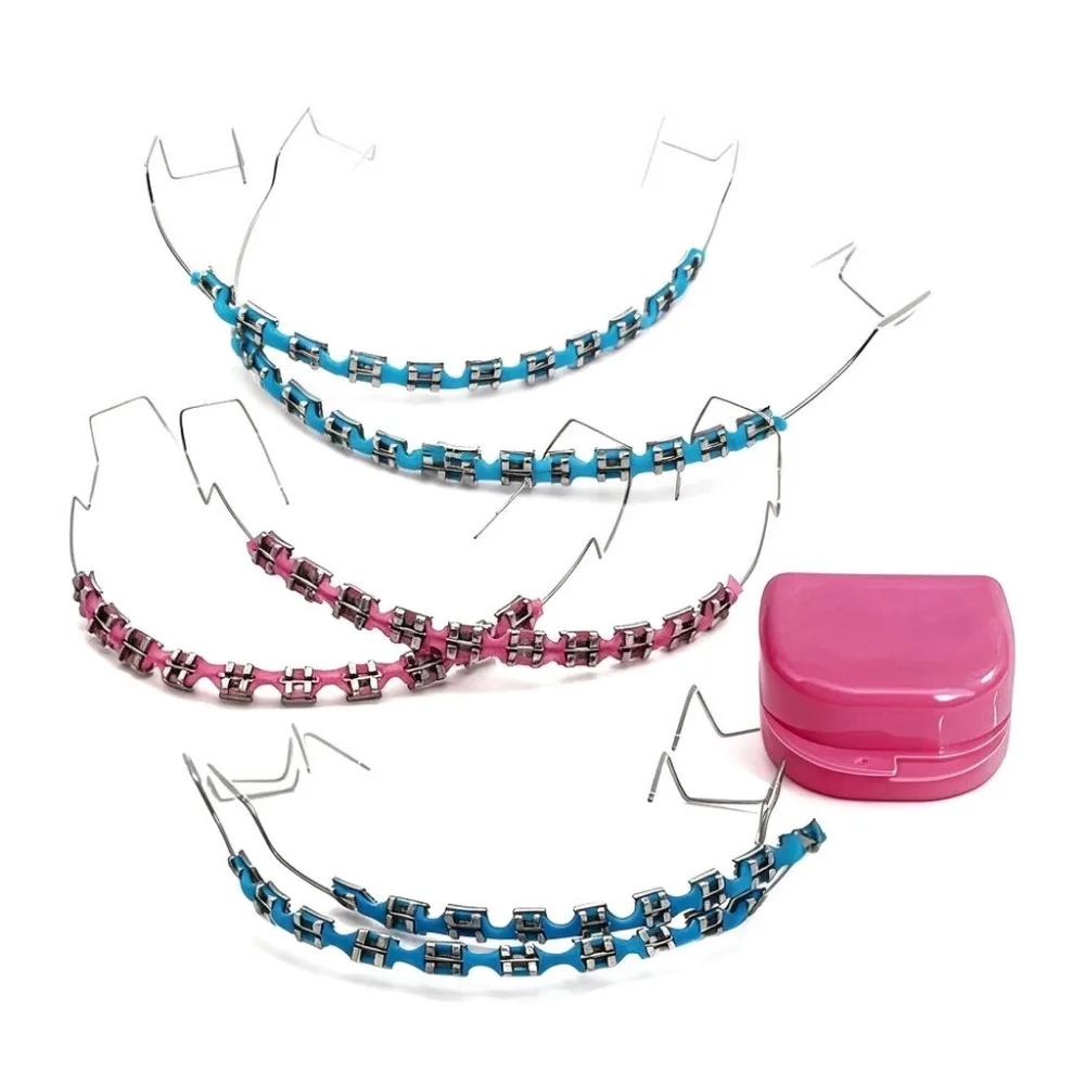 Fashion Braces 1/2Pair Colorful Temporary Tooth Decoration with Metal Wires Metal Bracket Orthodontic Ligature Ties High Quality