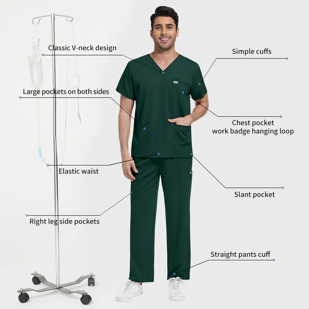 Niaahinn Thickened Slim Doctor Suit Operating Room Medical Uniform Short-sleeve Nurse Accessories Veterinary Surgical Set XS-XXL