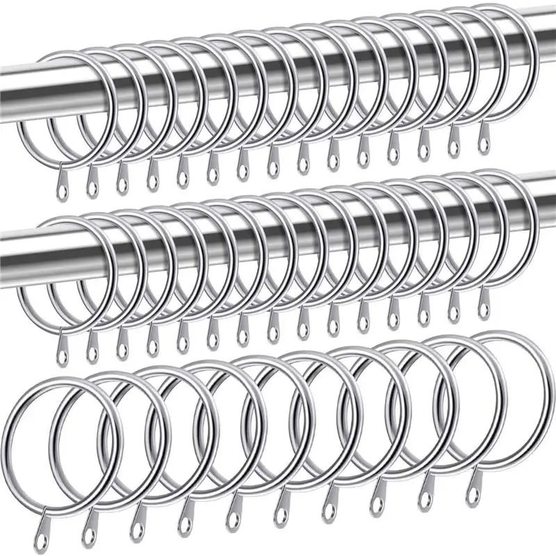ABMH-160 Pcs Metal Curtain Ring For Curtains And Poles,Dangling Sliding Eyelet Ring 32 Mm Inner Diameter (Silver)