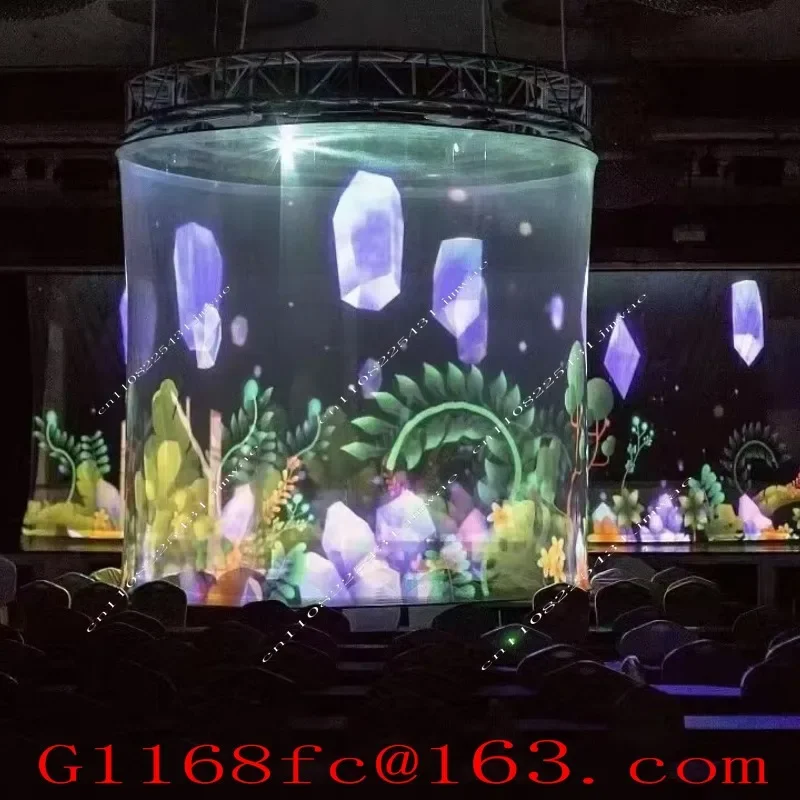Holographic Projection Screen, Electric Lifting Wedding Banquet Hall, Large Stage, Naked Eye 3D Pole Hanging Screen