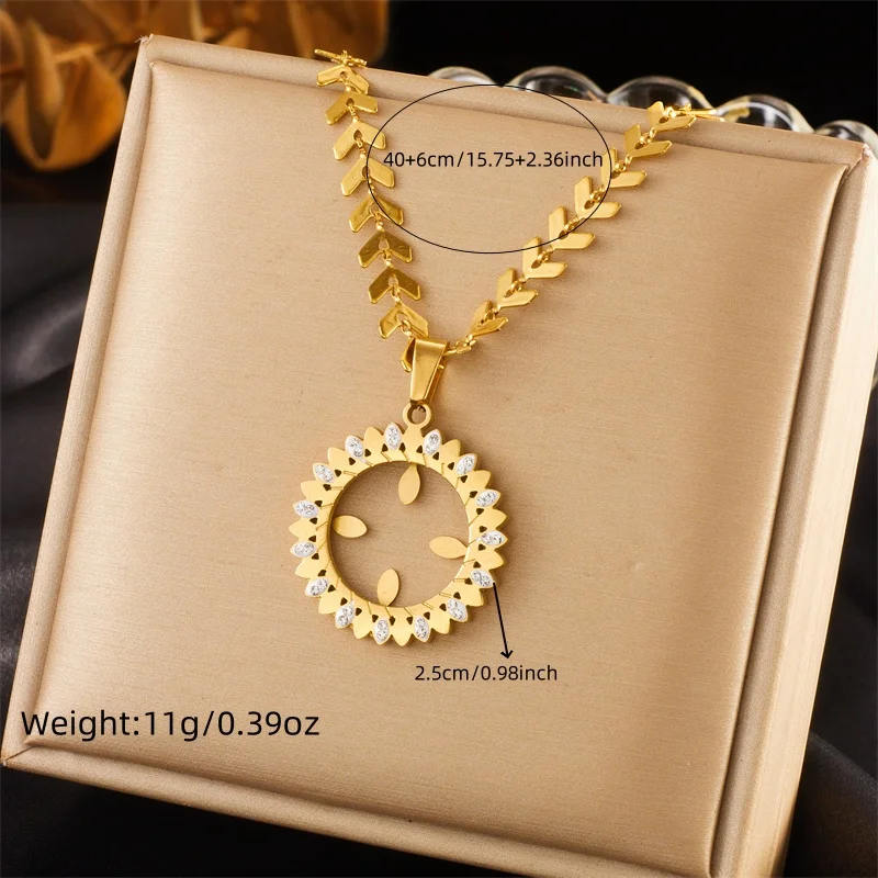 DIEYURO 316L Stainless Steel Gold Color Gear Inlaid Zircon Whip Chain Necklace New For Women Girl Party Gift Fashion Jewelry