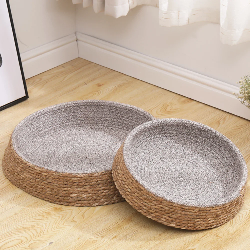 Rattan Pet Bed Cooling Nest Wicker Dog Warm Sleeping Cat House Woven Round for Pets