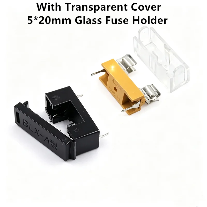 10pcs With Transparent Cover 5*20mm Glass Fuse Holder Black BLX-A Insurance Tube Socket 5x20mm Insurance Box 250V FUSE