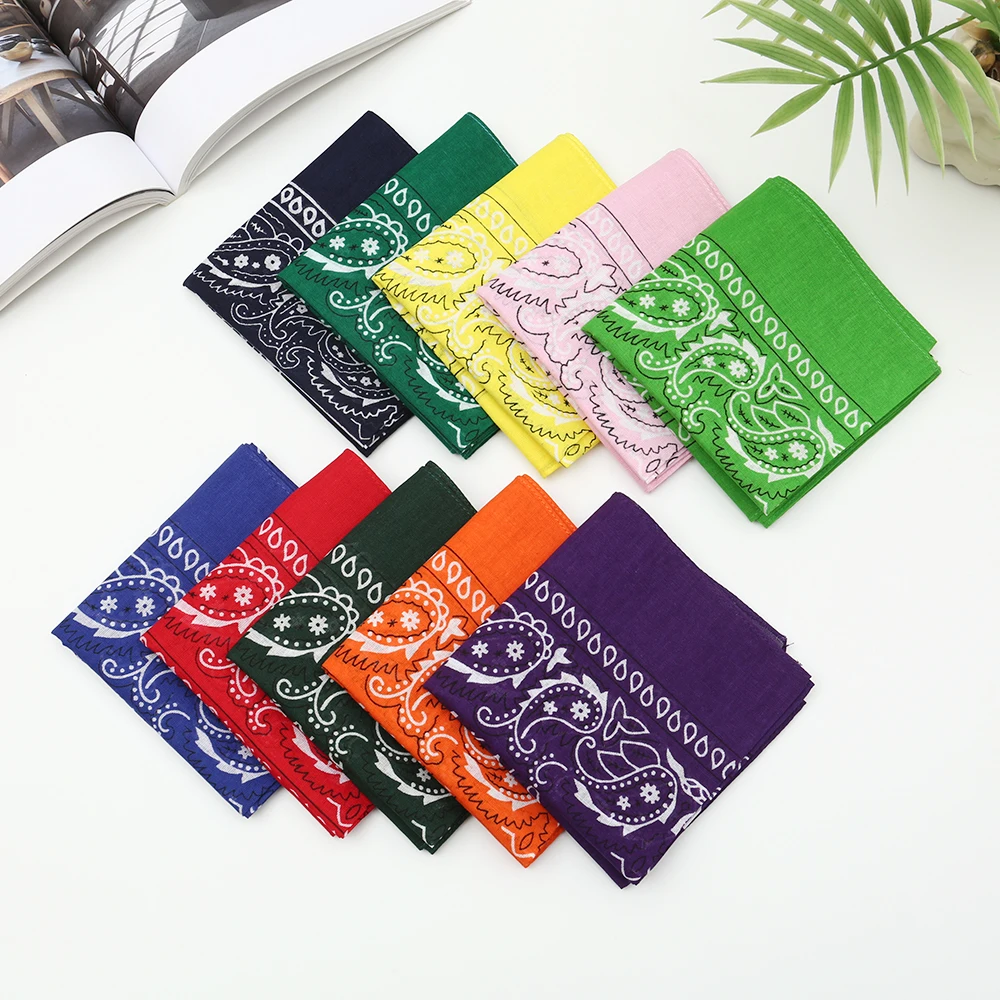 Foulard in cotone misto da 6 pezzi, sciarpa quadrata decorativa paisley multifunzionale, cintura sportiva all'aria aperta con motivo paisley, unisex