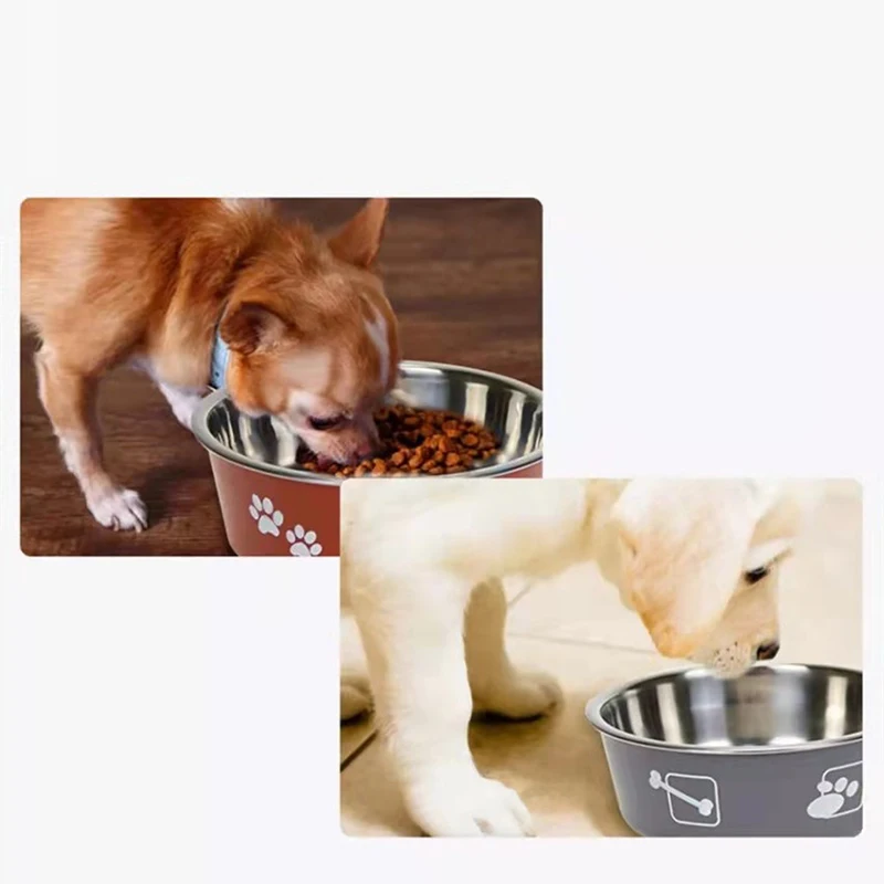 Non-slip Dog Bowls for Small Medium Large Dog Feeder Bowls and Drinkers Stainless Steel Food Water Pet Dog Cat Puppy Accessories