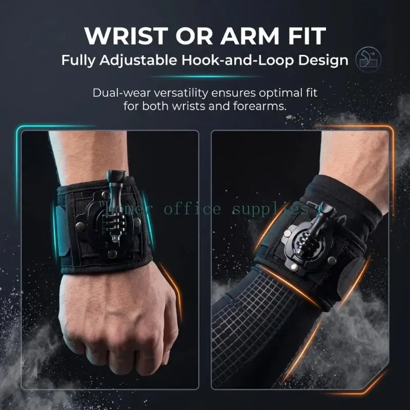 K43B Wearable Action Camera Wrist Mount with Pivoting Assembly, Adjustable Arm Band, and Flexible Framing for First-Person
