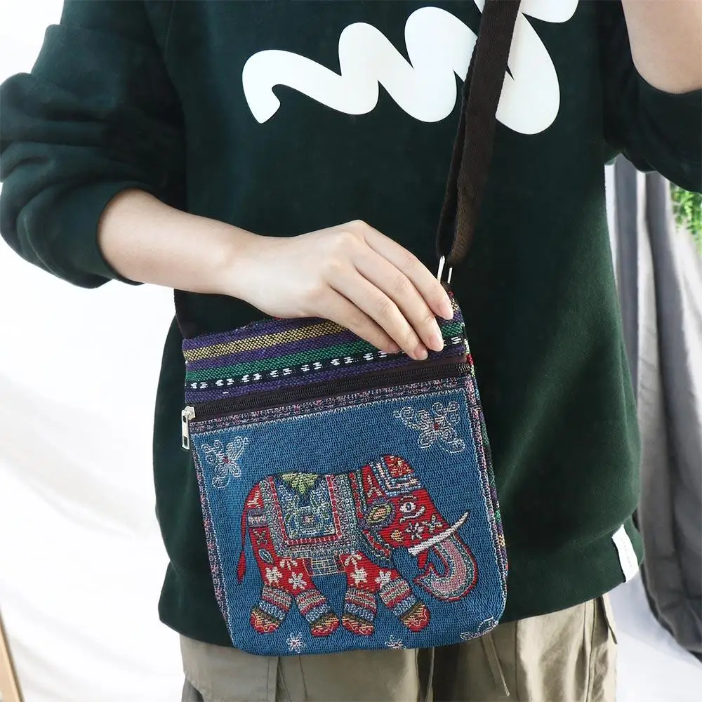 Rabbit Ethnic Style Crossbody Bag Butterfly Embroidery Cute Elephant Cloth Bag Shoulder Bags Handbag Animal Shoulder Bag