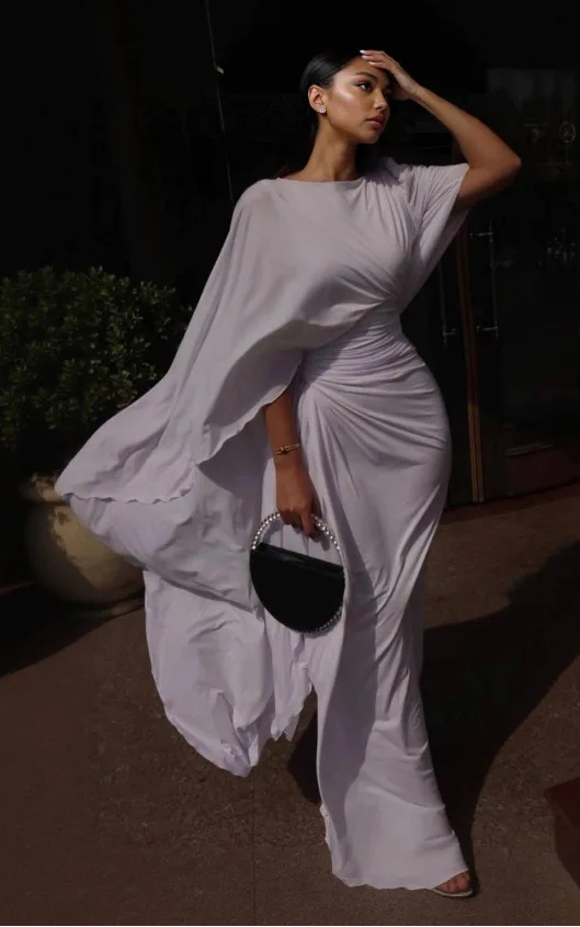Pure-color evening dress, new style, fashionable and elegant dress