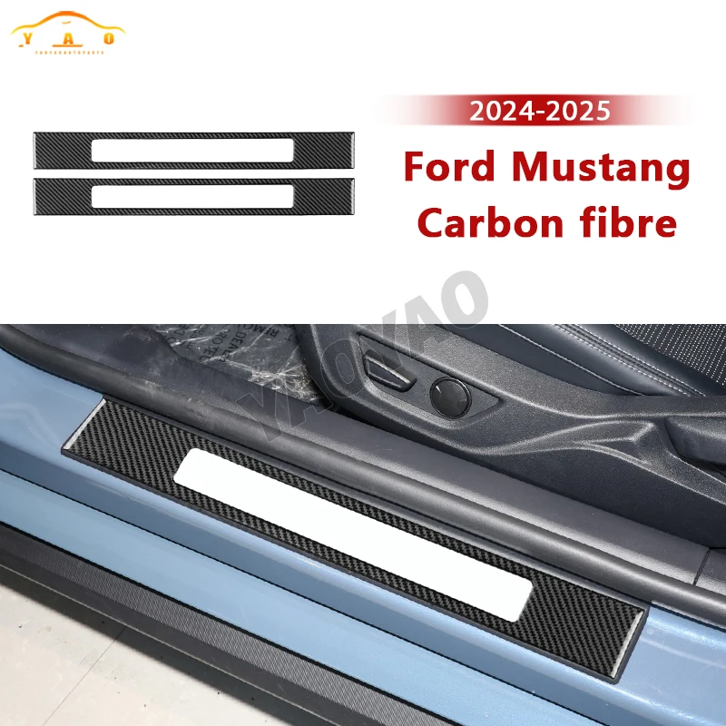 

Carbon Fiber For Ford Mustang GT 2024 2025 Threshold Door Anti Scratch Tape Strip Anti-kick Protect Film Interior Sticker
