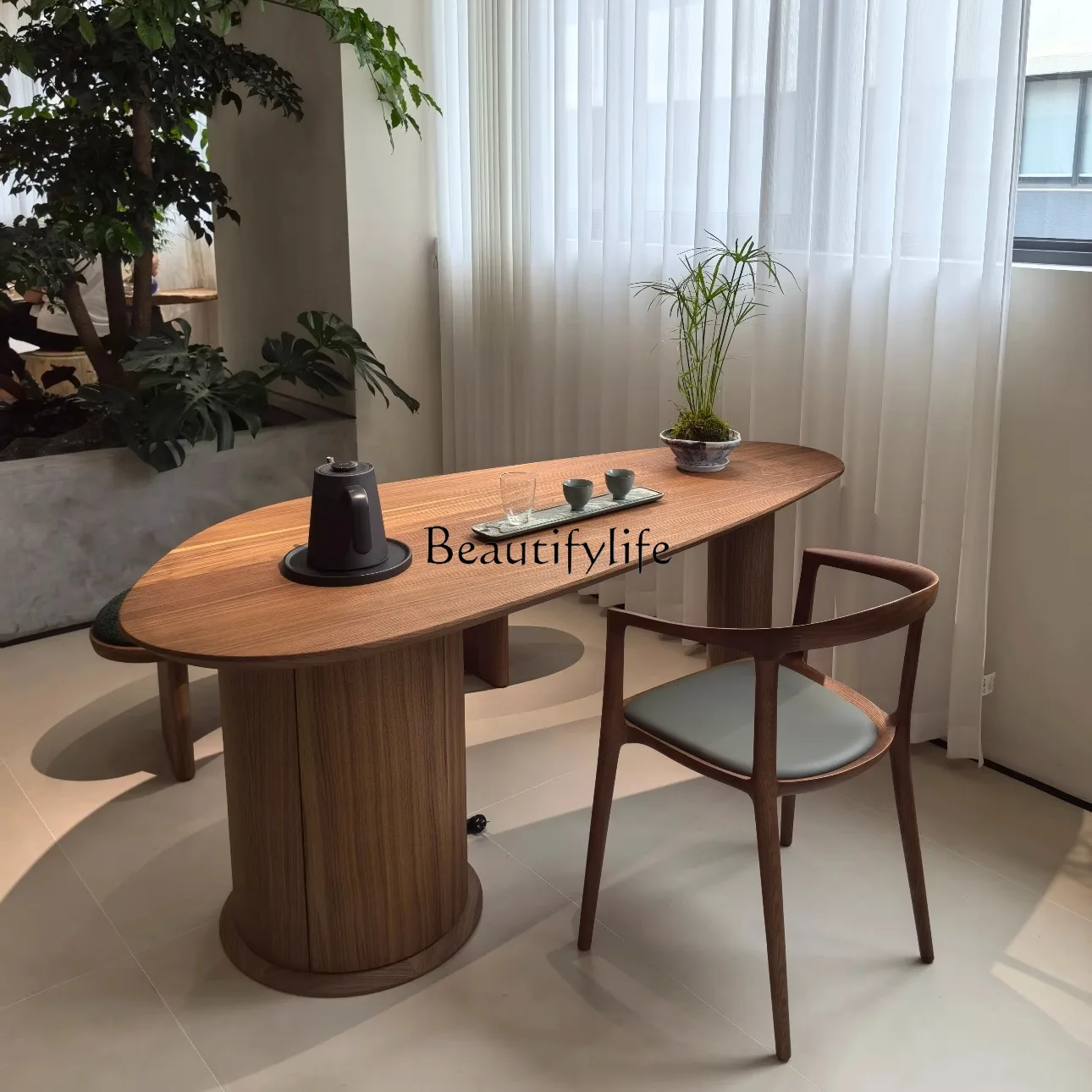 

New Chinese black walnut ash wood tea table office homestay tea table