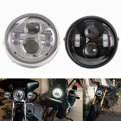 Czarny uniwersalny reflektor motocyklowy z 6.5 projekcją LED Cafe Racer do Harley Bobber Choppers HALO Ring Honda Yamaha