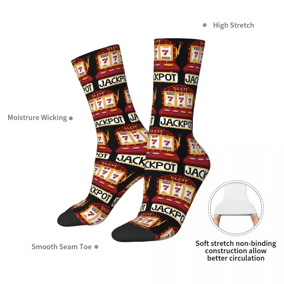 Slot Machine Player Socks Harajuku Super Soft Stockings All Season Long Socks Accessories for Man's Woman's Gifts